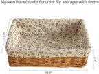 Cesta de almacenamiento de mimbre rectangular forrada