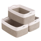 Cestas de almacenamiento tejidas en blanco y marr�n - Juego de 3
