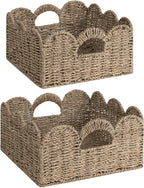 Scalloped Water Hyacinth Baskets - Set of 2