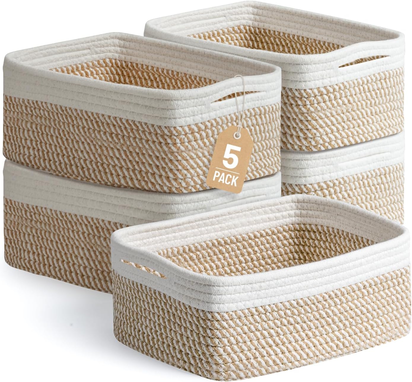 Cestas de almacenamiento peque�as con cuerda de algod�n - Juego de 5