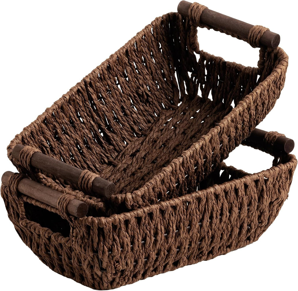 Large Water Hyacinth Storage Baskets - Set of 2