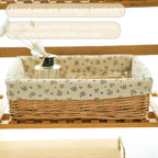 Cesta de almacenamiento de mimbre rectangular forrada