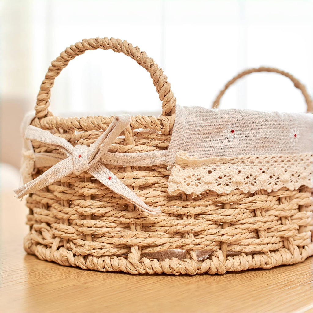 Cestas de mimbre boho forradas - Juego de 2