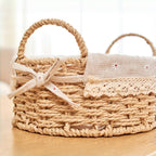 Cestas de mimbre boho forradas - Juego de 2