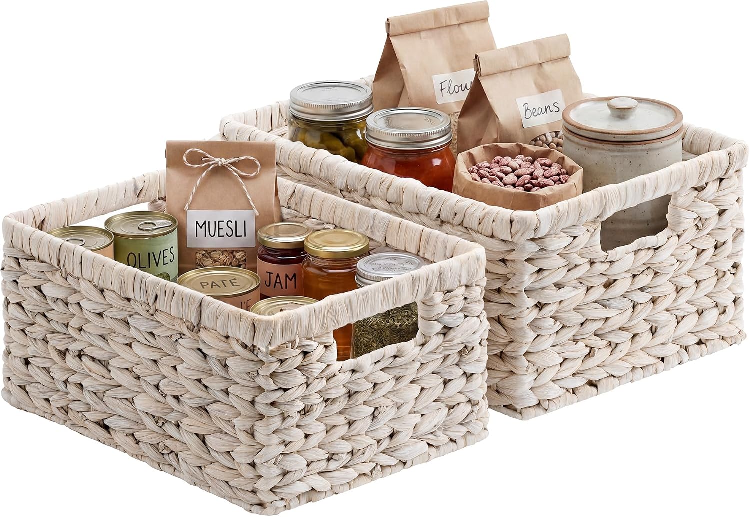 Medium Water Hyacinth Storage Baskets - Set of 2
