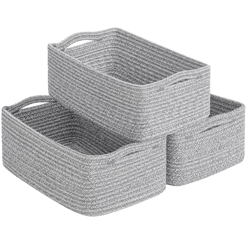 Cestas de almacenamiento tejidas en blanco y marr�n - Juego de 3