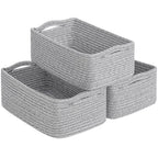 Cestas de almacenamiento tejidas en blanco y marr�n - Juego de 3