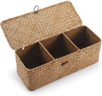 Whitewashed Seagrass Toilet Tank Basket with Lid