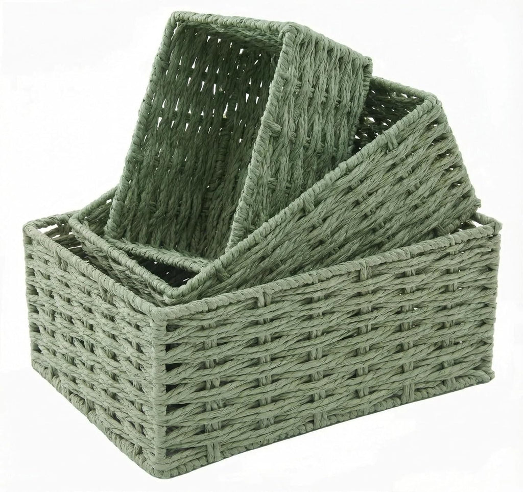 Cestas de almacenamiento de cuerda de papel natural - Juego de 3