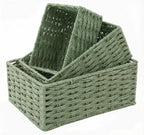 Cestas de almacenamiento de cuerda de papel natural - Juego de 3