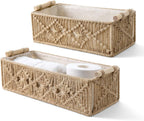 Cestas de almacenamiento de macram� boho marfil - Juego de 2