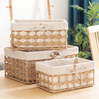 Cestas de mimbre boho forradas - Juego de 2