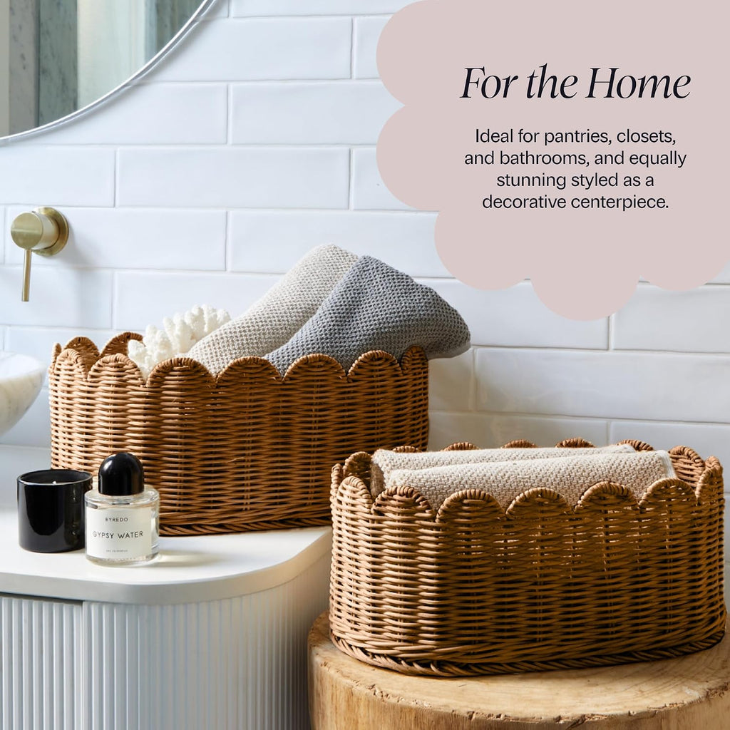 Cestas onduladas color moca para habitaci�n infantil - Juego de 2