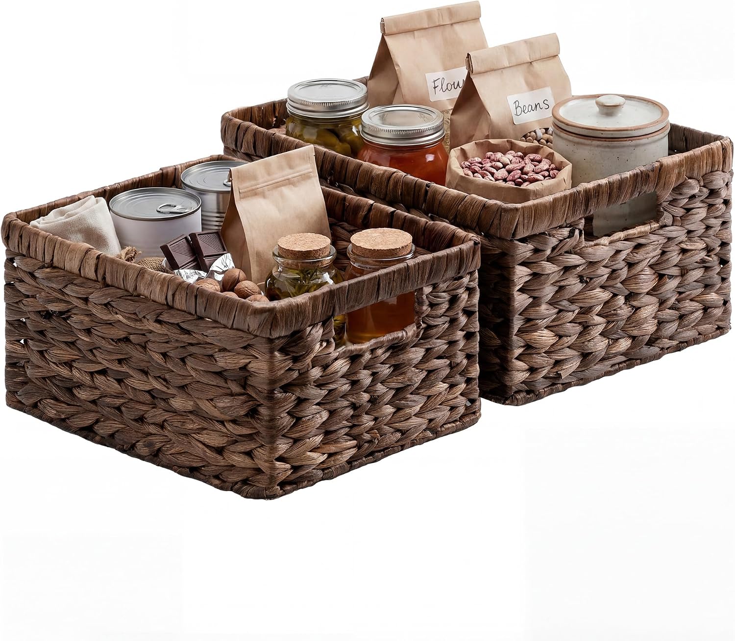 Medium Water Hyacinth Storage Baskets - Set of 2