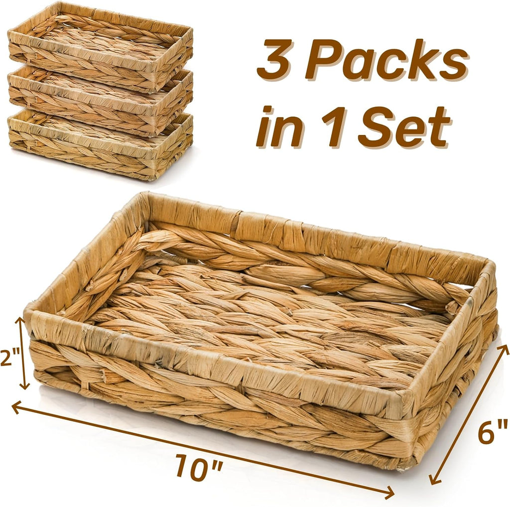 Water Hyacinth Vanity Trays - Set of 3