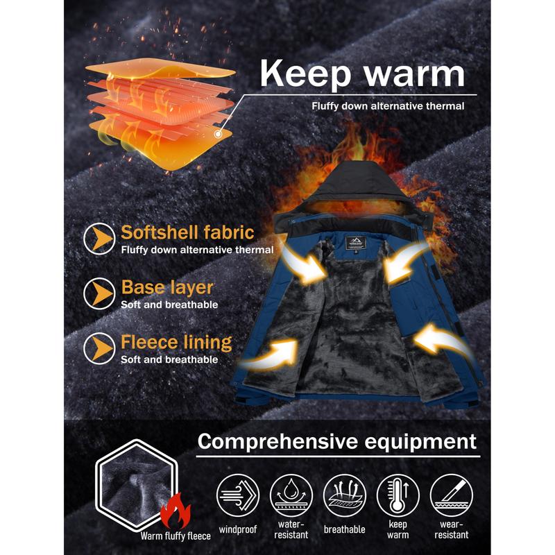 Abrigos de invierno para hombre, chaquetas de esquí y nieve resistentes al agua, chaquetas de forro polar cálidas, parkas, chubasqueros con múltiples bolsillos, ropa deportiva atlética, ropa deportiva al aire libre, diversión al aire libre