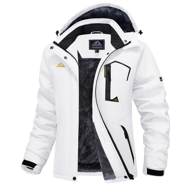 Chaqueta de esquí impermeable para mujer, con capucha, forro polar, cálida, de invierno, para la nieve, cortavientos de montaña, cortavientos de lluvia, cortavientos para otoño, diversión al aire libre