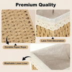 Lined Paper Rope Counter Baskets - Set of 3