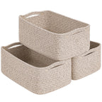 Cestas de almacenamiento tejidas en blanco y marr�n - Juego de 3