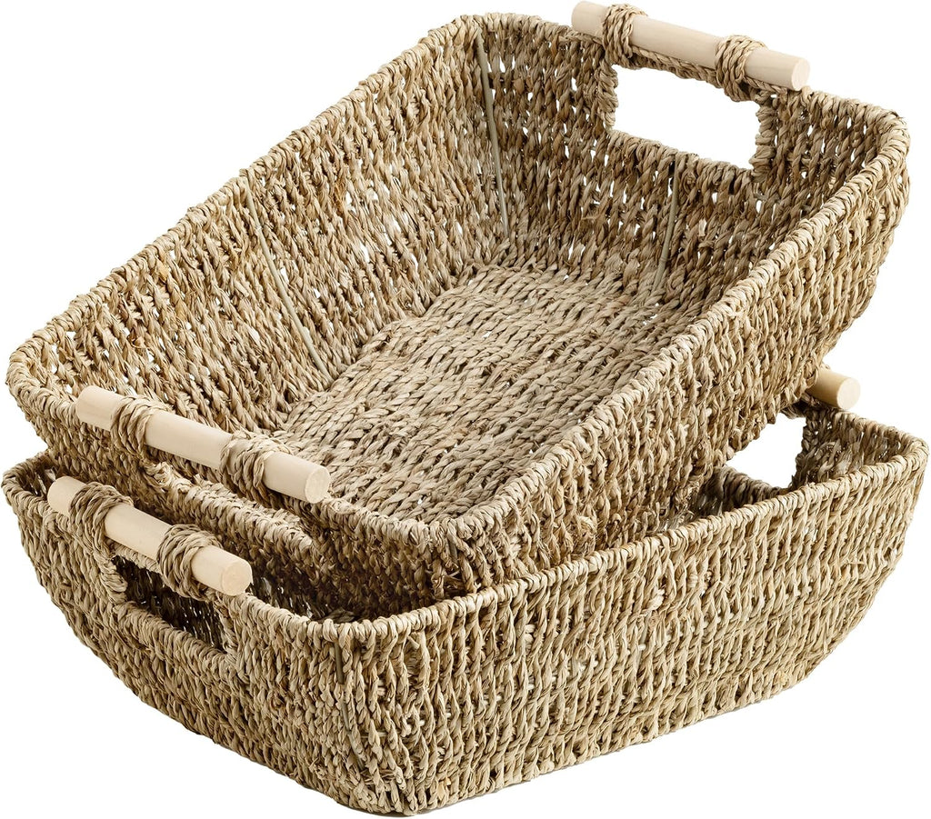 Large Water Hyacinth Storage Baskets - Set of 2