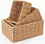 Cestas de almacenamiento de cuerda de papel natural - Juego de 3