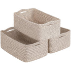 Cestas de almacenamiento tejidas en blanco y marr�n - Juego de 3
