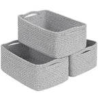 Cestas de almacenamiento tejidas en blanco y marr�n - Juego de 3