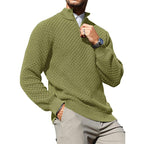 Suéter de punto trenzado con cuello de cremallera para hombre – Pulóver de cuello alto cálido con cuello con cremallera – Capa perfecta para días fríos, viernes casuales y estilo atemporal para el día a día TikTokShopBlackFriday Regalo de Navidad
