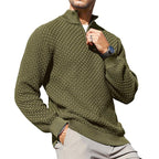 Suéter de punto trenzado con cuello de cremallera para hombre – Pulóver de cuello alto cálido con cuello con cremallera – Capa perfecta para días fríos, viernes casuales y estilo atemporal para el día a día TikTokShopBlackFriday Regalo de Navidad