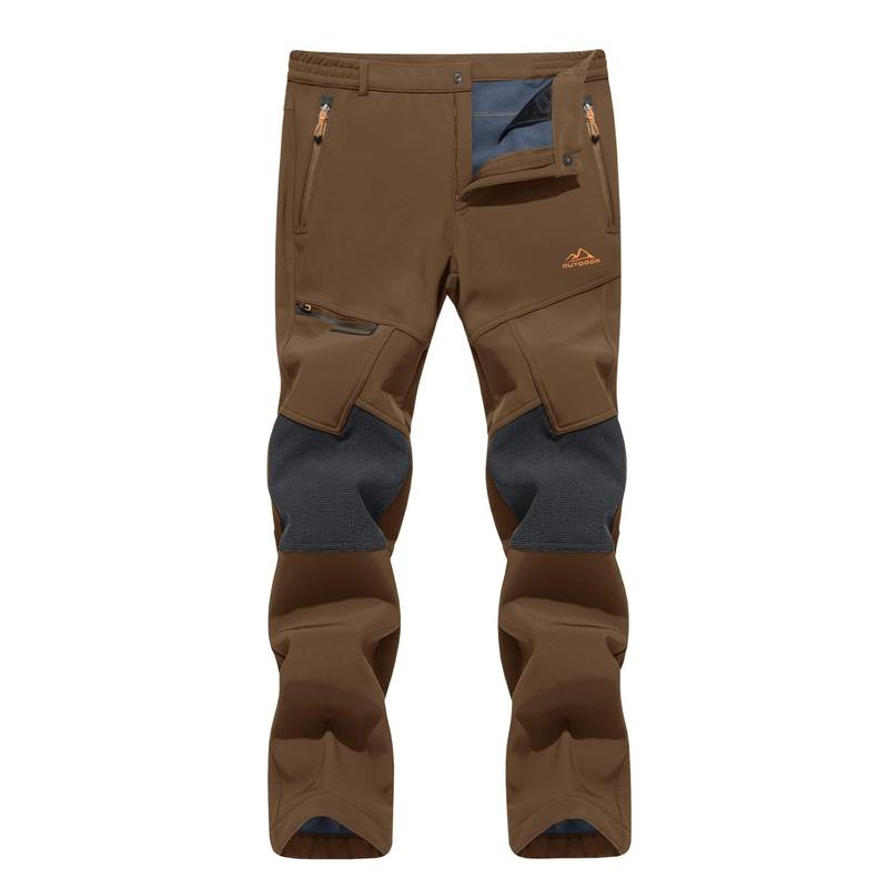 Men's Winter Pants Fleece Lined Ski Snow Pants Water Resistant 4 Zip Pockets Outdoor Work Pants FallFreshness Outdoorfun