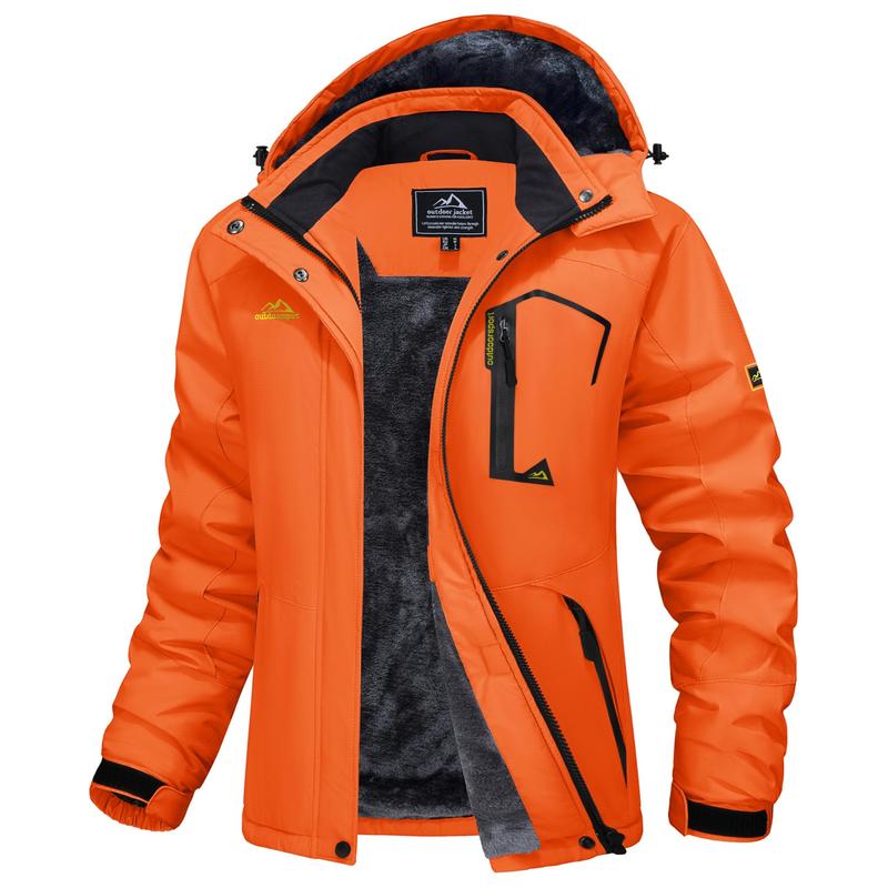 Chaqueta de esquí impermeable para mujer, con capucha, forro polar, cálida, de invierno, para la nieve, cortavientos de montaña, cortavientos de lluvia, cortavientos para otoño, diversión al aire libre