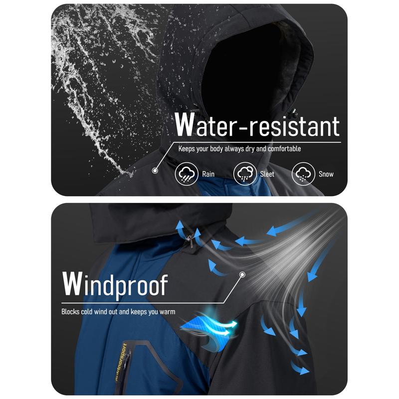 Abrigos de invierno para hombre, chaquetas de esquí y nieve resistentes al agua, chaquetas de forro polar cálidas, parkas, chubasqueros con múltiples bolsillos, ropa deportiva atlética, ropa deportiva al aire libre, diversión al aire libre