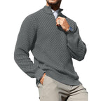 Suéter de punto trenzado con cuello de cremallera para hombre – Pulóver de cuello alto cálido con cuello con cremallera – Capa perfecta para días fríos, viernes casuales y estilo atemporal para el día a día TikTokShopBlackFriday Regalo de Navidad