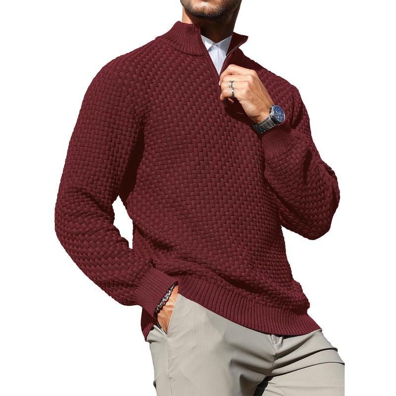 Suéter de punto trenzado con cuello de cremallera para hombre – Pulóver de cuello alto cálido con cuello con cremallera – Capa perfecta para días fríos, viernes casuales y estilo atemporal para el día a día TikTokShopBlackFriday Regalo de Navidad
