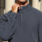 Suéter de punto trenzado con cuello de cremallera para hombre – Pulóver de cuello alto cálido con cuello con cremallera – Capa perfecta para días fríos, viernes casuales y estilo atemporal para el día a día TikTokShopBlackFriday Regalo de Navidad