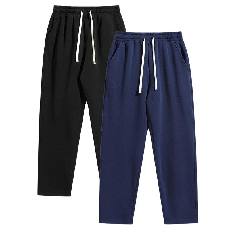 2-Piece Men's Solid Fashion Sweatpants, Versatile Year-Round Wear, Ideal for Autumn and Winter