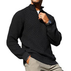 Suéter de punto trenzado con cuello de cremallera para hombre – Pulóver de cuello alto cálido con cuello con cremallera – Capa perfecta para días fríos, viernes casuales y estilo atemporal para el día a día TikTokShopBlackFriday Regalo de Navidad